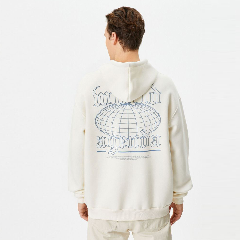 Oversize Sweatshirt Hooded With Printed Slogan On The Back